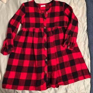 Next Buffalo red and black plaid flannel dress size 7 EUC holiday dress